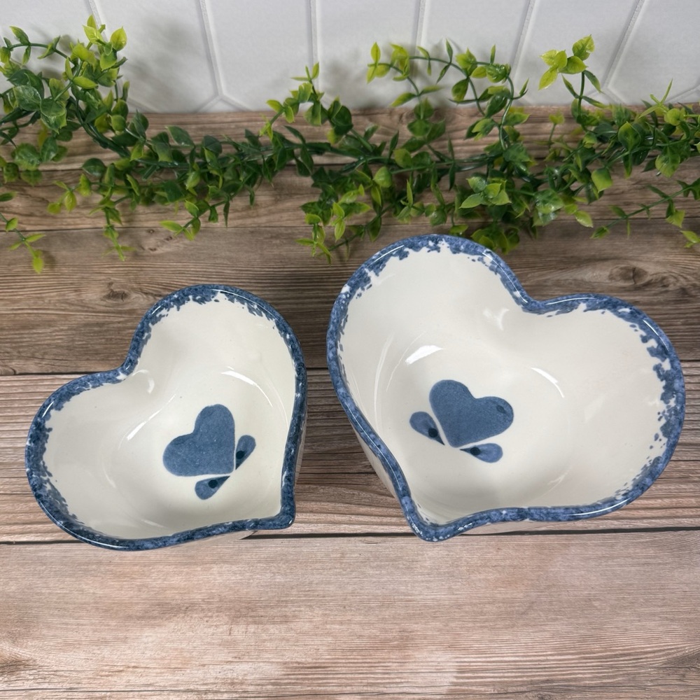 Heart Shaped Ceramic Serving Bowls (Set of 2 Blue Heart)